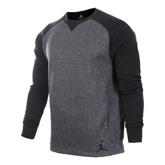 Nike Jordan Mens Air Jordan Logo Embroidered Colorblock Fleece Lined Stay Warm Round Neck Pullover Black 834378-010