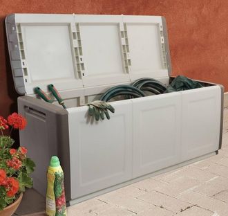 Dmora Baule Contenitore Multiuso Polipropilene, Box Portatutto, 100% Made In Italy, Cm 138x53h57, Colore Grigio Chiaro, Con Imballo Rinforzato - Dmora