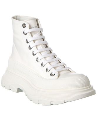 ブーツ Alexander McQueen Tread Slick Canvas Lace-Up Boots in White Alexander McQueen | Shoes | Alexander Mcqueen Womens Tread