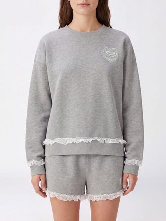 Ganni Crewneck Jumper in Organic Cotton with Embroidered Lace Inserts