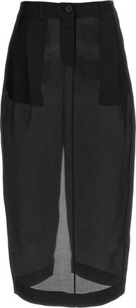 Khaite Lucian Midi Rok - Dames - Midirokken - Zwart - 3XS - Leer - Rokken
