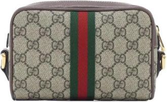 Gucci Pre-owned Ophidia GG Supreme Canvas Leather Shoulder Bag - Dames - Vintage Schoudertas - Bruin - ONE Size - Leer - Vintage