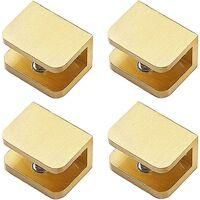 OEM Paquete De 4 Abrazaderas Para Vidrio, Soporte Para Estante De Vidrio Sin Necesidad De Taladrar (para Vidrio De 10 Mm A 12 Mm, Color Dorado) - Crezuo
