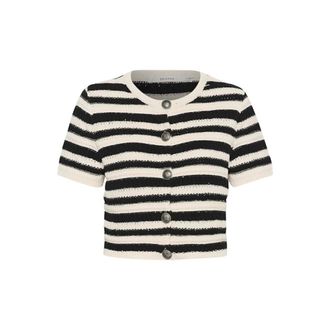 Gestuz Truien & Vesten, Dames, Zwart, M, Katoen, Maritiem Ge&iuml;nspireerd Gestreept Vest