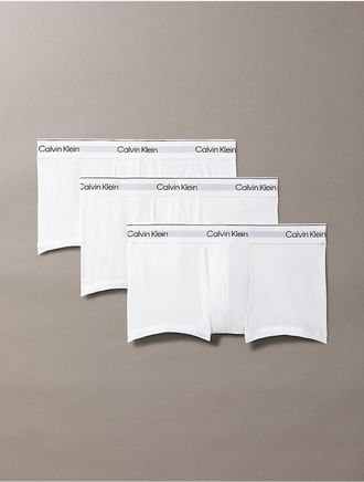 Calvin Klein Mens Icon Cotton Stretch 3-Pack Low Rise Trunk - White - XL