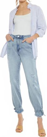 Kancan Ezeral High Rise Jogger Pants In Light Wash Denim