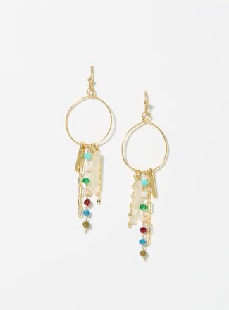 Simons Womens Multiple-charm thin Hoop Earrings