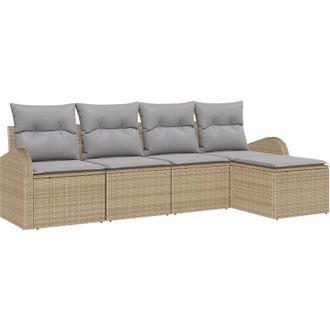 vidaXL Vidaxl - Conjunto De Sof&aacute; De Jard&iacute;n Con Coj&iacute;n 5 Pcs Beige Polirat&aacute;n