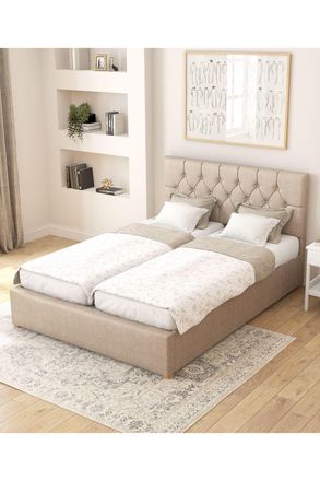 Aspire Home Accents Olivier Electric Adjustable Bed Upholstered in Eire Linen Fabric with Pocket Sprung Mattress UK Made in Natural | Size: Super King