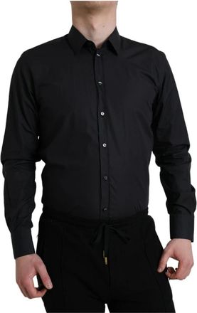 Dolce & Gabbana Overhemd - Heren - Casual Overhemden - Zwart - L - Katoen - Overhemden