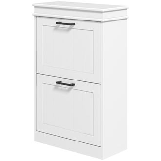HOMCOM Homcom Scarpiera Moderna Compatta Con 2 Cassetti Per 10 Paia Di Scarpe Bianco