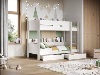 Flair Eddie Storage Bunk Bed in White | Size: Single