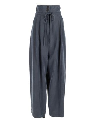 Alysi Blue High-Waisted Back-Notch Wide-Leg Pants