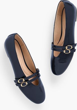 Talbots Vera Patent Mary Jane Ballet Flats - Crinkle - Blue - 5 1/2 M Talbots