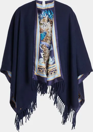 Ferragamo Leopard Reversible Cashmere and Silk Cape