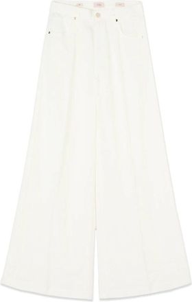 Oltre Palazzo Broeken - Dames - Wijde Broeken - Wit - 2XL - Katoen - Broeken