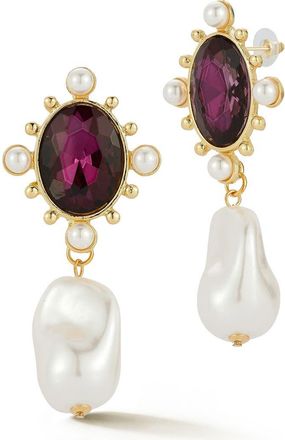 Sphera Milano CZ & Faux Pearl Drop Earrings in Gold at Nordstrom Rack