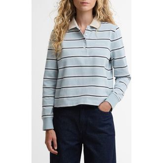 Barbour Ashwell Stripe Cotton Jersey Polo in Celestial Blue Stripe at Nordstrom, Size 10 Us