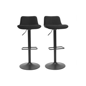 Miliboo Miliboo - Set De 2 Taburetes De Cocina Ajustables 360&ordm; Negros De Terciopelo Y Metal Boost