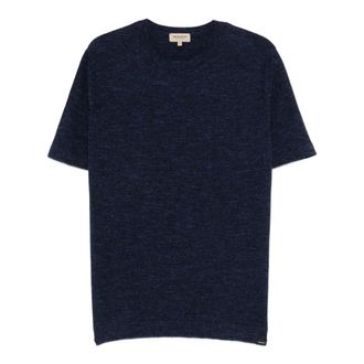 Woolrich T-Shirts, male, Blue, Size: 2XL Short-sleeved Knitted T-shirt