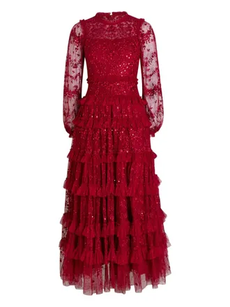 Needle & Thread Blossom sequin-embellished maxi dress - women - Recycled Polyester - 10 - Red