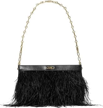Michael Kors Feather Pochette - Dames - Schoudertassen - Zwart - ONE Size - Leer - Tassen