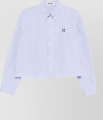 Miu Miu striped cropped cotton shirt