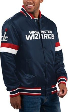 Starter Mens Starter Navy Washington Wizards Home Game Satin Full-Snap Varsity Jacket at Nordstrom, Size Large