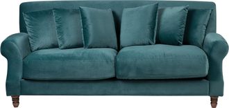 Beliani Sof&aacute; 2 Plazas Vintage Con Cojines Tapizado En Terciopelo Azul Verdoso Eike
