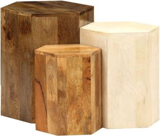 vidaXL Juego De Mesas De Centro 3 Unidades Madera Maciza De Mango Vidaxl