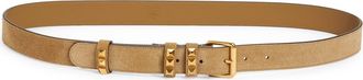 Valentino Garavani Rockstud Leather Belt in Beige at Nordstrom, Size 100