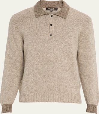 Loro Piana Mens Sheep Meadow Wool and Cashmere Polo Sweater