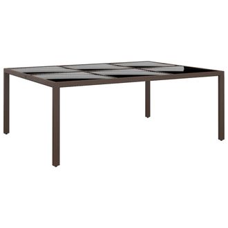 vidaXL Mesa De Jard&iacute;n Superficie De Vidrio Rat&aacute;n Marr&oacute;n 200x150x75 Cm Vidaxl