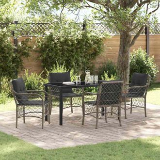 vidaXL Conjunto De Comedor De Jard&iacute;n Con Coj&iacute;n 5 Pcs Gris Polirat&aacute;n Vidaxl