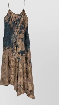 Uma Wang linen-blend jacquard-knit scoop-neck asymmetric midi dress
