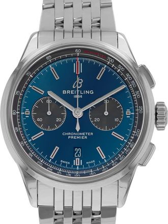 Breitling Pre-owned Breitling Premier B01 Chronograph Automatic Chronometer Blue Dial Mens Watch AB0118A61C1A1