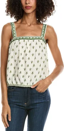 Max Studio Sleeveless Bubble Hem Linen-Blend Top
