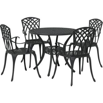 vidaXL Juego De Comedor De Jard&iacute;n 5 Piezas Aluminio Fundido Negro Vidaxl