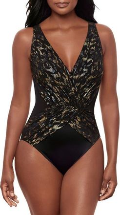 Miraclesuit Sparkle Plenty Ibiza One-Piece Swimsuit in Black Multi at Nordstrom, Size 14