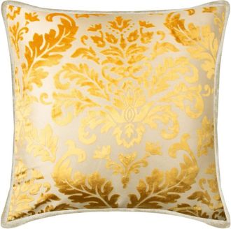OEM Funda De Almohada Amarilla Mimosa, Funda De Coj&iacute;n De Terciopelo Con Efecto Desgastado De 20x20 Pulgadas, Dise&ntilde;o Floral Moderno - Brocado Amarillo Mimo