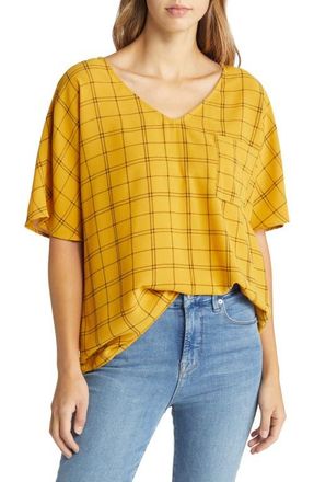 Nikki Lund Womens Maddie Plaid Top in Yellow at Nordstrom, Size Medium