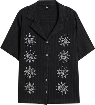 Rip Curl Topango Embroidered Shirt in Black at Nordstrom, Size Xx-Small