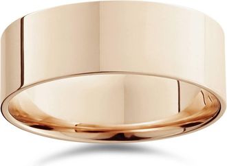 Pompeii3 8mm Flat High Polished Comfort Fit Plain Wedding Band 14K Rose Gold Ring Size Selectable