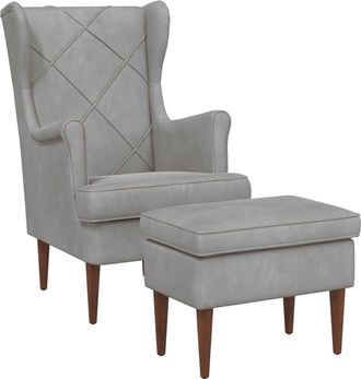 vidaXL Sill&oacute;n Con Pouf 2 Uds. Gris Claro Terciopelo Vidaxl