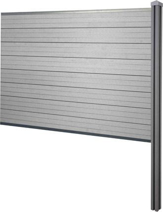 Hhg Hhg - Nunca Usado] Sarthe Wpc Pantalla De Privacidad, Valla Cortavientos, Postes De Wpc Para Fijar En Hormig&oacute;n, Elemento De Extensi&oacute;n, 188cm Gris