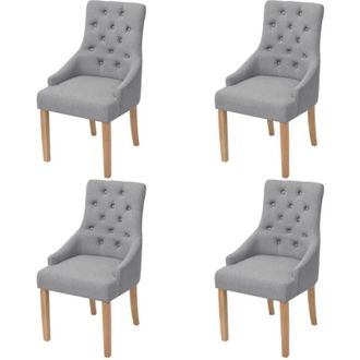 vidaXL Vidaxl - Sillas De Comedor 4 Unidades Tela Gris Claro