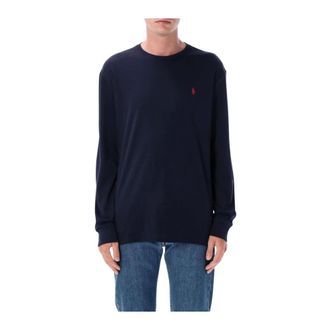 Polo Ralph Lauren Long Sleeve T-Shirts, male, Blue, L, Crew Neck Long Sleeve T-Shirt
