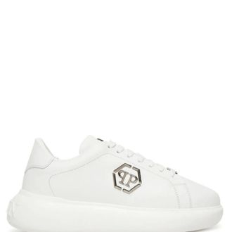 Philipp Plein Schoenen, Heren, Wit, 42 EU, Leer, Low Top Sneakers New Basic Hexagon