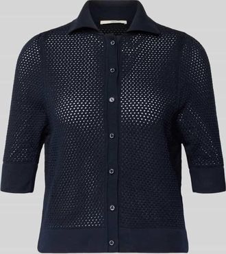 Lanius Lanius Strickjacke mit Polokragen und 1/2-Arm in Marine, Gr&ouml;&szlig;e 34