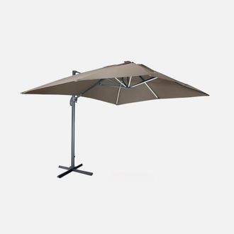 Sweeek 3x4m Premium Rectangular Cantilever Parasol With Integrated Led Lights in Brown